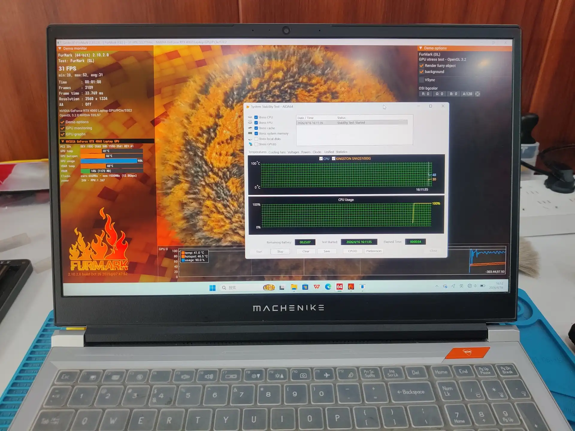 孝感游戏笔记本电脑清灰换硅脂烤机测试
